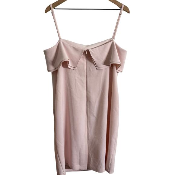 Karl Lagerfeld Paris Blush Pink Ruffle Neckline Dress Size 14 - Picture 4 of 11